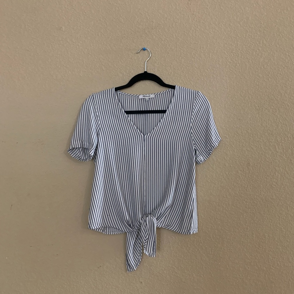 Madewell Striped Tie-Front Top